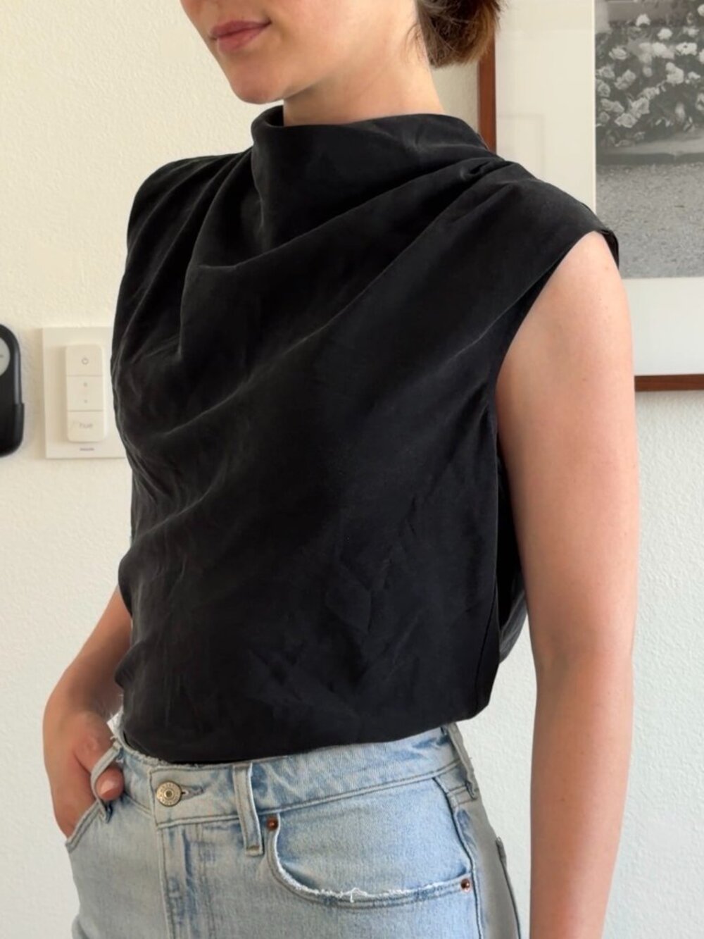 NWT Aritzia Babaton Carter Matte Satin Cowlneck Blouse - Size 2XS/TTP